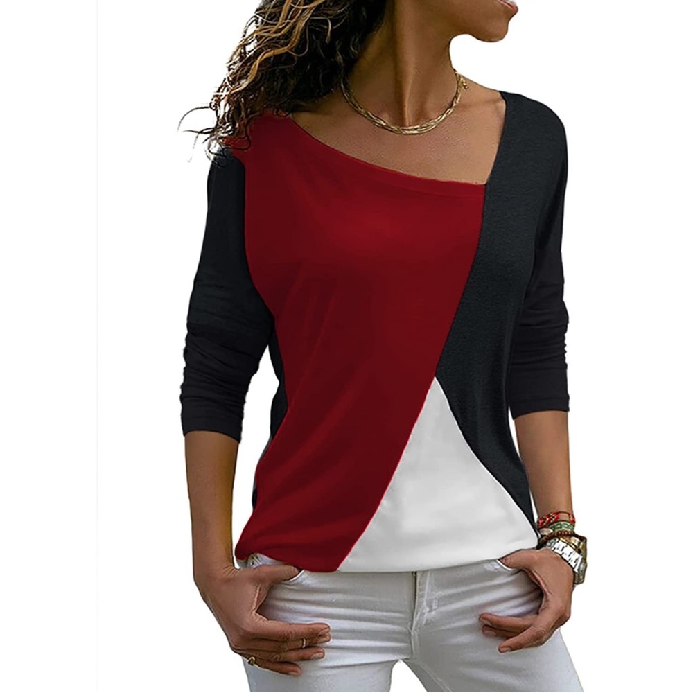 Sarin Mathews Casual Short Sleeve Color Block Tunic Blouse